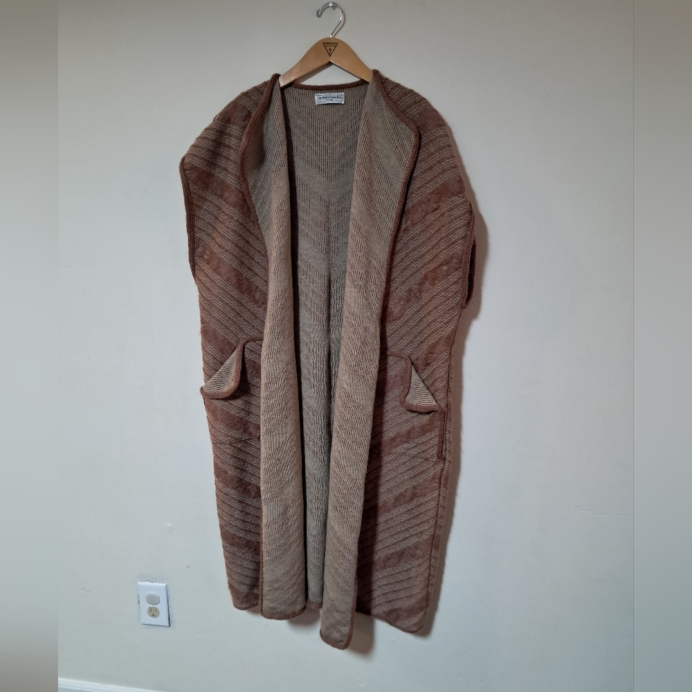 Micheline Boucher Vtg. Mohair-Wool-acrylic Sleevless Long Cardigan Sz. L